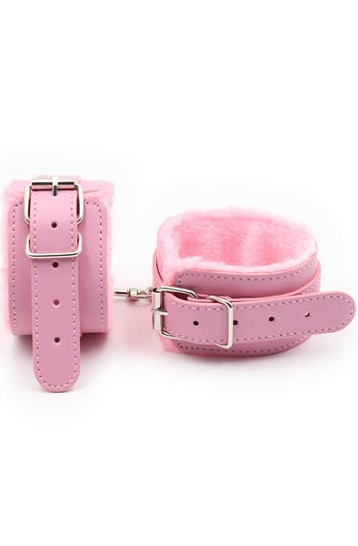 Premium Fur Lined Wrist Restraints Pink Käsiraudat