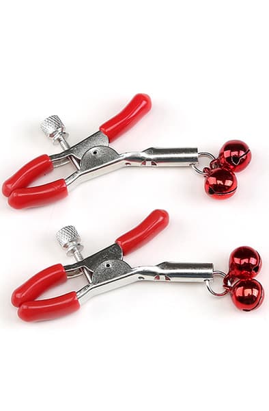 Double Bell Nipple Clamp Red Blygdläppsklämmor