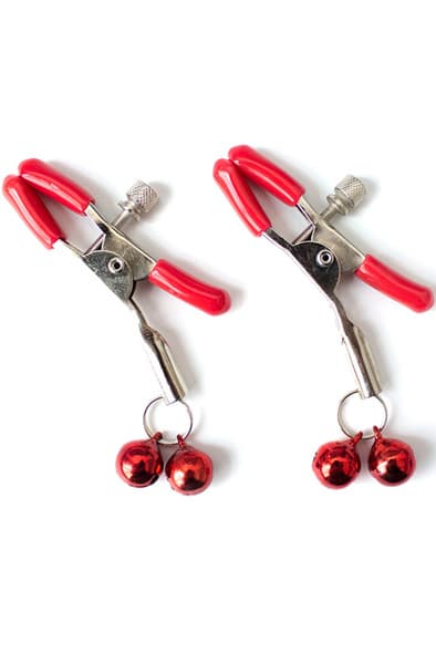 Double Bell Nipple Clamp Red Blygdläppsklämmor