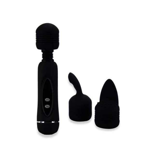 Vibrator - LOVE AND VIBES - Black Fairy Wand - 3 tips - 12 vibrationslägen - Silikon