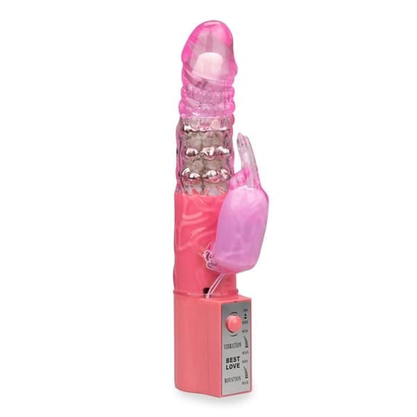 Rabbit Vibrator - LOVE &amp; VIBES - XL Diameter - Vibrerande och roterande - Masserande pärlor