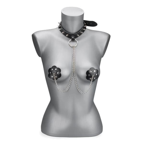 BDSM-krage med spikar och nippis med nitar - LOVE AND VIBES Collection