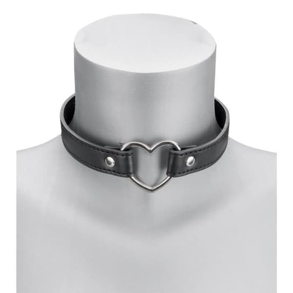 Halsband i konstläder med metallhjärta - LOVE AND VIBES
