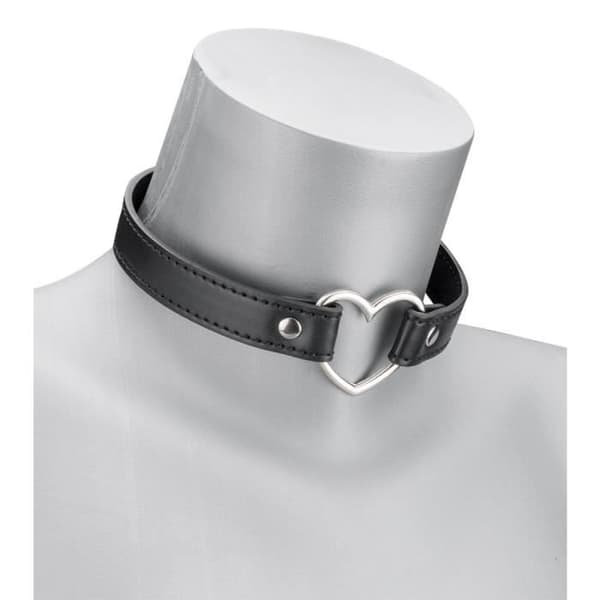 Halsband i konstläder med metallhjärta - LOVE AND VIBES