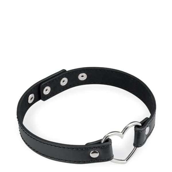 Halsband i konstläder med metallhjärta - LOVE AND VIBES
