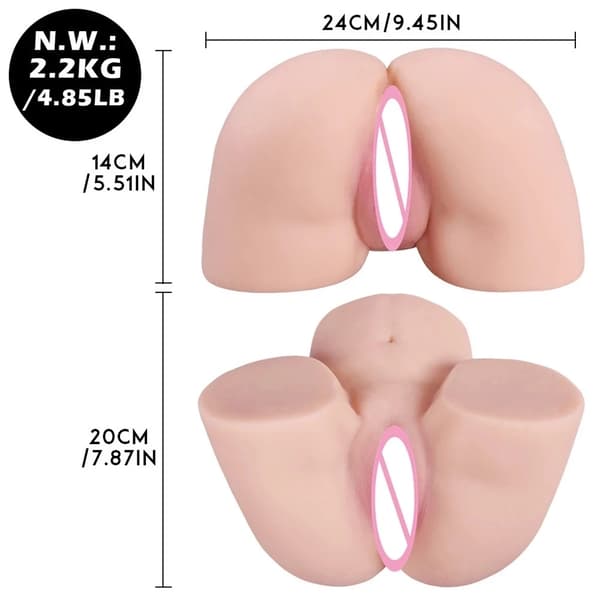 Mandlig Masturbator, Realistisk Design, Dyb Vagina, 15KG røv