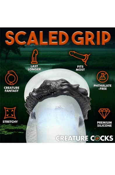 Black Caiman Silicone Cock Ring Black Penisring