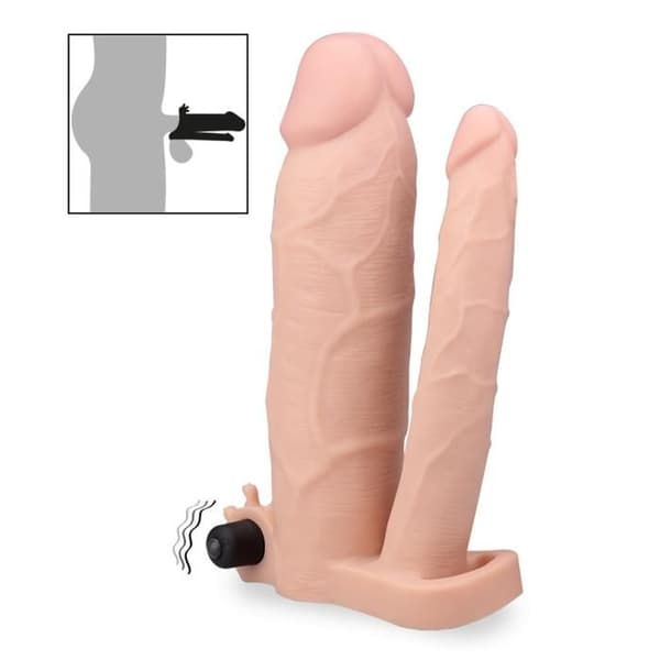 Dubbel penisskida XXL klitorisstimulator Flesh