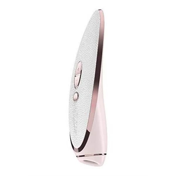 Stimulator - Satisfyer - Lyxig Pret A Porter - 11 suktionslägen - Vit läder - Roséguld metall