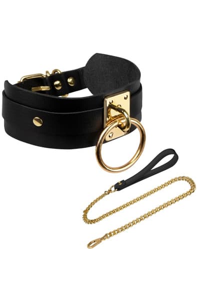 O-Ring Collar & Leash Gold/Black Panta&Talutushihna