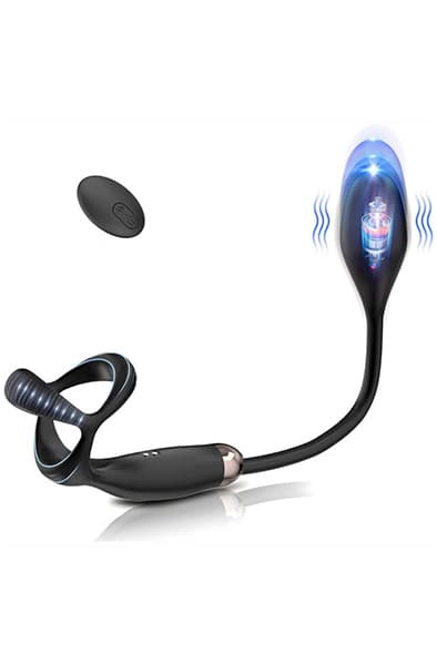 Extreme Double Fun With Remote Control Prostatavibrator med penisring