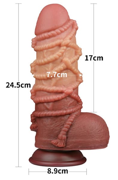 Dual Layered Silicone Cock With Rope 24,5 cm XL dildo