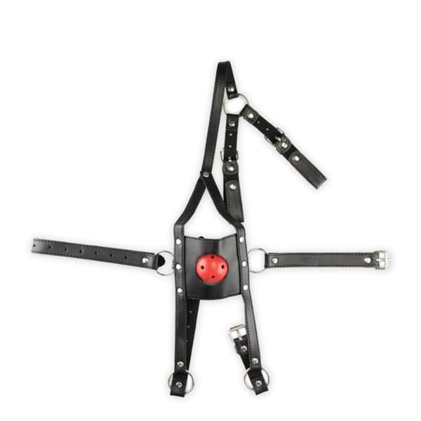 Gag-Ball Gag lädermask - LOVE &amp; VIBES - BDSM Bondage - Justerbar - Vuxen