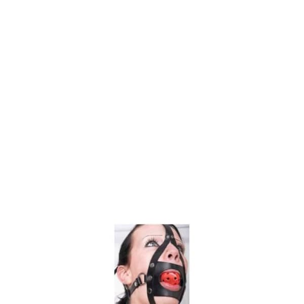 Läder Bondage Mask med Gag Ball Gag - LOVE AND VIBES - Svart - BDSM - Submission
