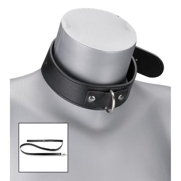 BDSM läderkrage och läderkoppel