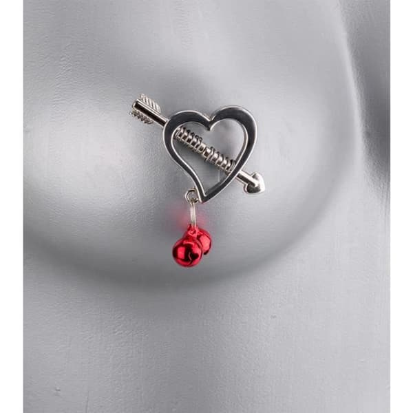 BDSM nippelklämmor - Ej specificerat - Hjärtan med klockor - Röd - Intensiva förnimmelser - 20 gram