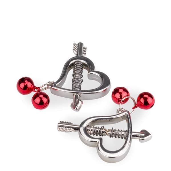 BDSM nippelklämmor - Ej specificerat - Hjärtan med klockor - Röd - Intensiva förnimmelser - 20 gram