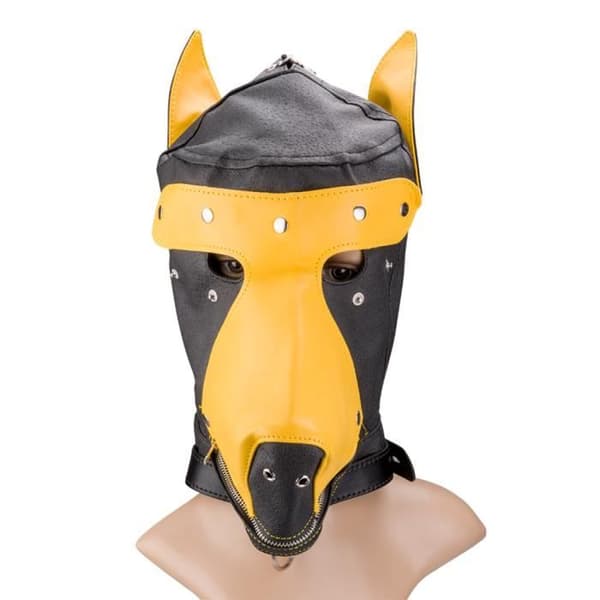 BDSM Doberman Hood för Puppy Play Kinky Yellow