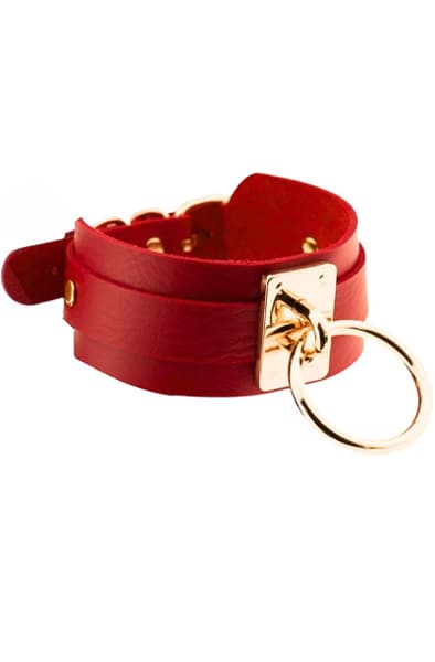O-Ring Collar Gold/Red BDSM-choker