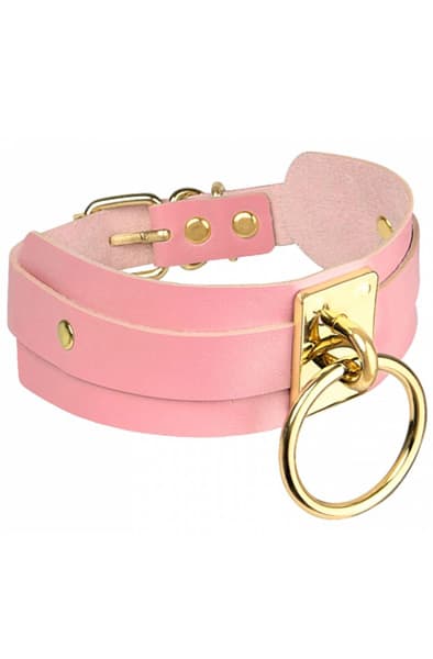 O-Ring Collar Gold/Pink BDSM-kaulapanta