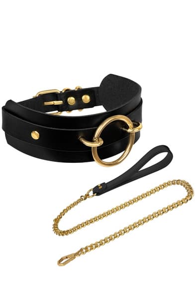 O-Ring Front Collar + Leash Black Halsbånd og bånd