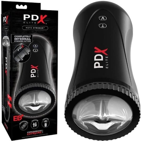 Masturbator - Pipedream - Moto Stroker - Laddningsbar - Vibrerande - Svart