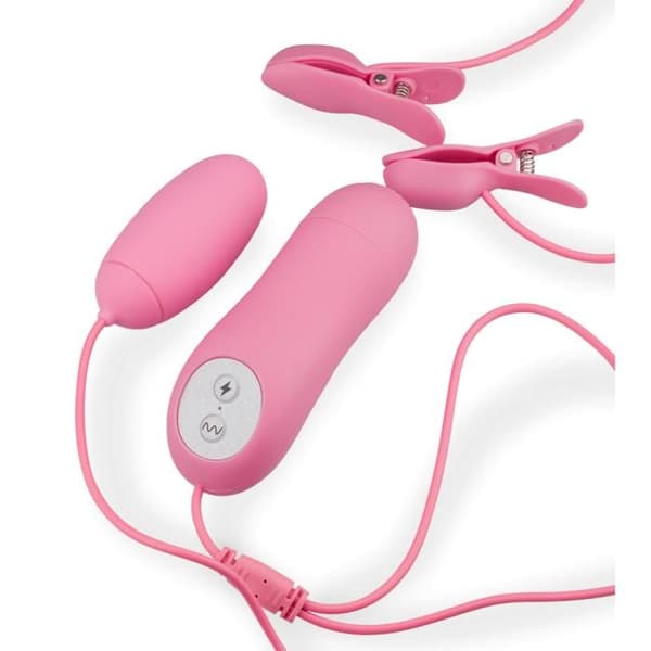 Furu elektrostimulering vibrerande nippelklämmor och vibrerande ägg