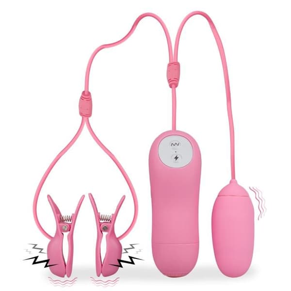 Furu elektrostimulering vibrerande nippelklämmor och vibrerande ägg