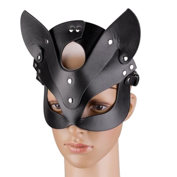 Kattmask i konstläder - okänt märke - justerbar och bekväm