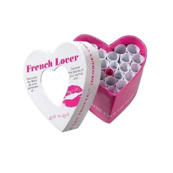 Spel - French Lover Heart - Röd - För vuxna - 24 stygga utmaningar - Romantisk överraskning