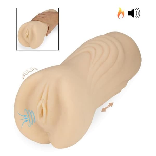 TPE manlig onani, sugvagina, automatisk fram och tillbaka, handsfree, vibrerande och värmande Raffaella