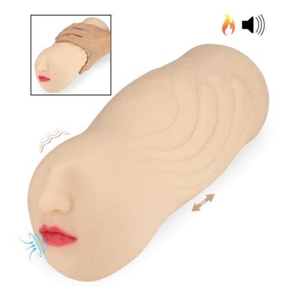 TPE masturbator sugmun, automatisk fram och tillbaka handsfree, vibrerande och värmande Lucrezia