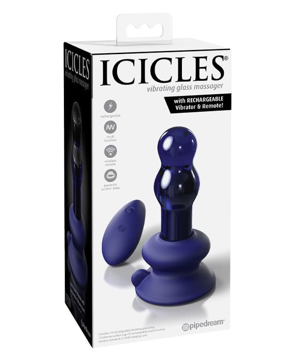 Icicles No. 83 Vibrator m/ fjernkontroll og sugekopp (glass)