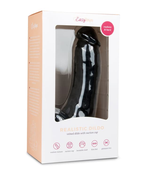 Easytoys Realistic Dildo med sugekopp (20 cm) - Sort