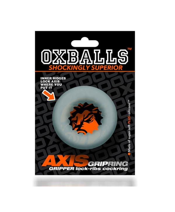 Oxballs Axis Rib Griphold Cockring Clear Ice
