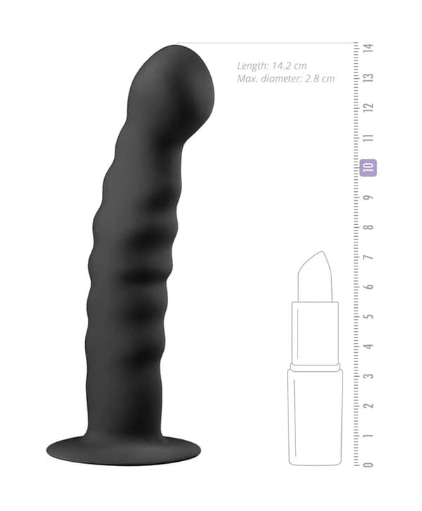 Dildo m/ Riller og Sugekopp (14 cm)