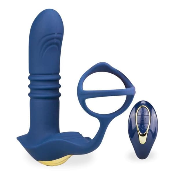 Prostatastimulator - Chicago - Mörkblå - Fjärrstyrd - 3 lägen fram och tillbaka - 11 vibrerande lägen
