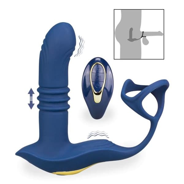 Prostatastimulator - Chicago - Mörkblå - Fjärrstyrd - 3 lägen fram och tillbaka - 11 vibrerande lägen