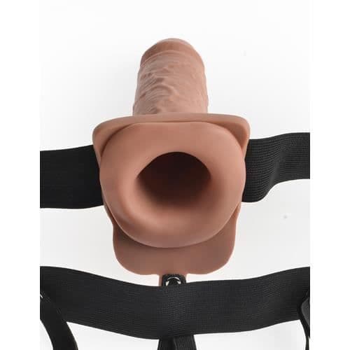 Ihålig vibrerande strap-on - 18 cm - Medium