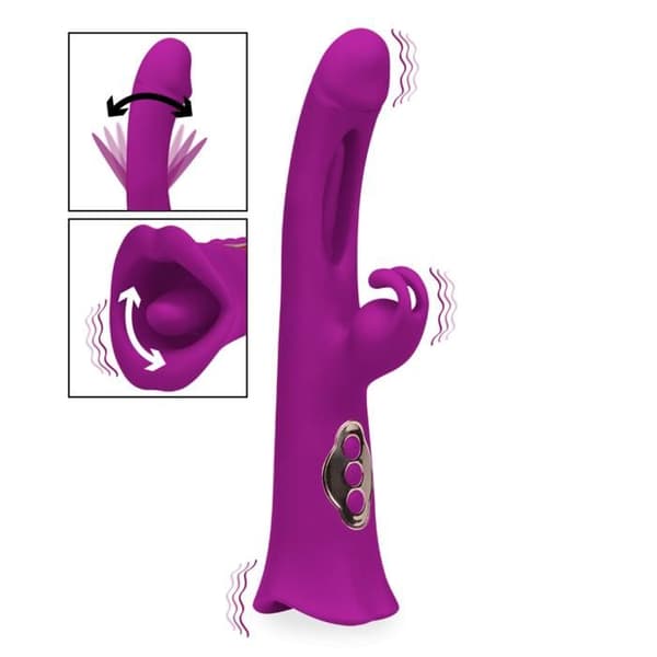 Peace tapping rabbit vibrator med cunnilingus tunga - Manliga onanister
