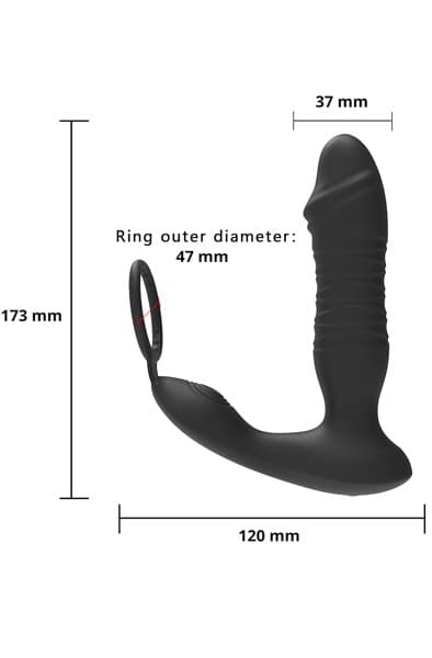 Prostate Massager With Thrusting & App Prostatavibrator med penisring