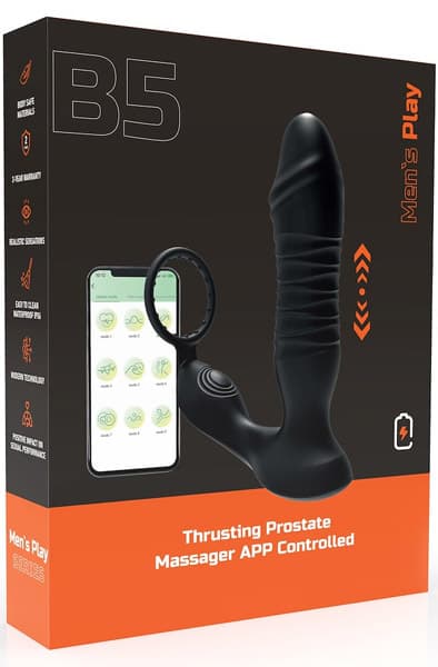 Prostate Massager With Thrusting & App Prostatavibrator med penisring