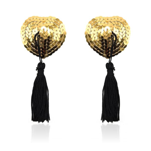 Heart Nipple Cover with Gold Sequins