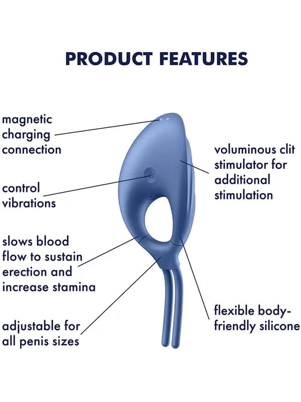 Satisfyer Swordsman Vibrating Cock Ring Blue Penisring med vibrator