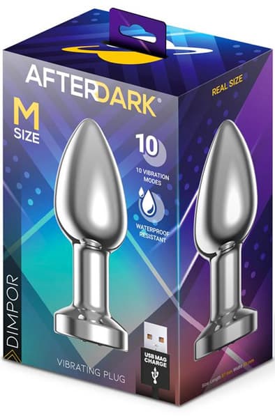 Dimpor Vibrating Chrome Anal Plug Medium Analplug med vibrator