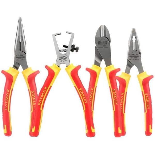 STANLEY Låda med 4 isolerade tång 1000V 4-84-489 Chrome Head - Rostfritt stål - Bi-Material Handtag certifierad vid 1000V