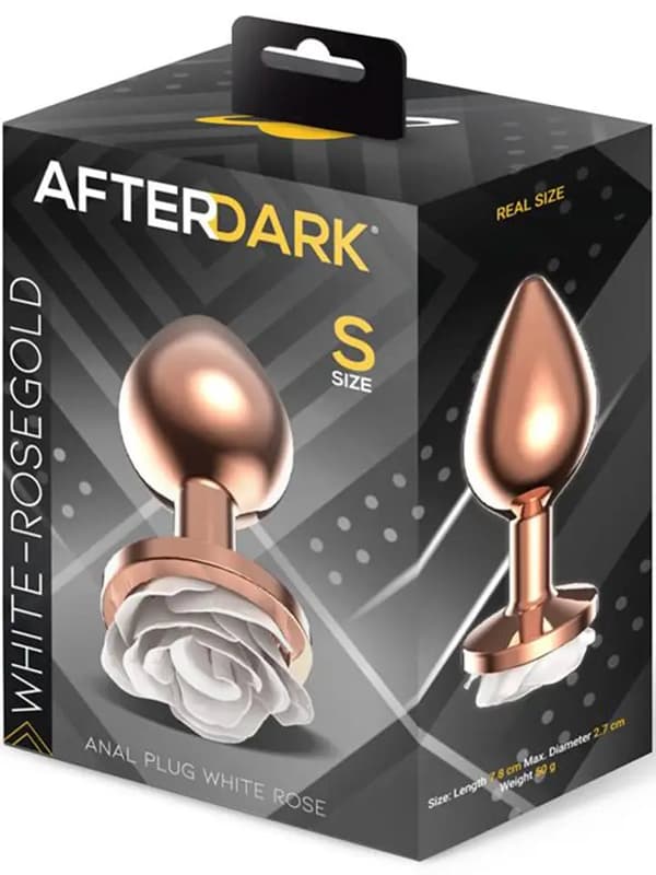 Rosegold Metal Anal Plug With White Rose Small Analplugg metall
