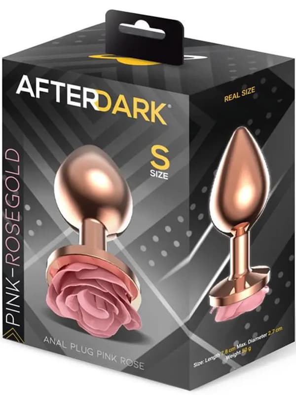 Rosegold Metal Anal Plug With Pink Rose Small Buttplug metal