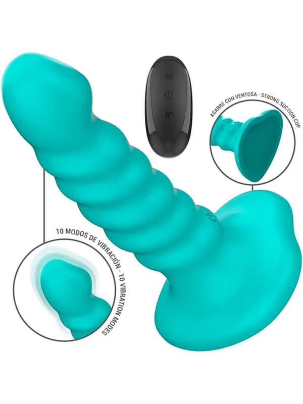 Buffy Vibrator Spiral 10 Vibrations Remote Control Dildo med vibrator