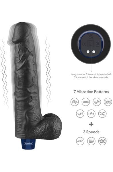 Rechargeable Vibrating Dildo Black 27,2 cm Vibrerende dildo